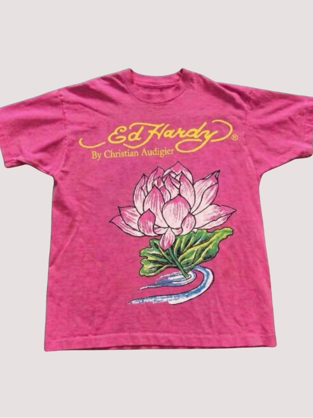 Gildan Pink Lotus Graphic Tee, Colorful Floral and Vintage Style